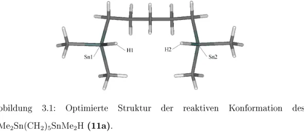 Abbildung 3.1: Optimierte Struktur der reaktiven Konformation des HMe 2 Sn(CH 2 ) 5 SnMe 2 H (11a).