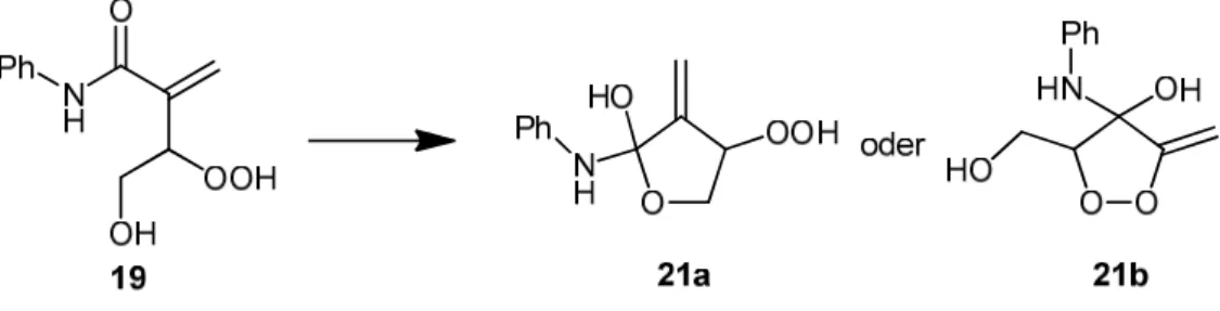 Abbildung 7 Ausschnitt des relevanten  1 H-NMR Bereichs der Photooxygenierung von 6. 