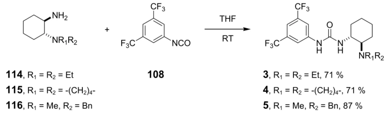 Figure 5.2 X-ray structure of 1-{3,5-bis(trifluoromethyl)phenyl}-3-{(1R,2R)-2-(N-benzyl-N- 1-{3,5-bis(trifluoromethyl)phenyl}-3-{(1R,2R)-2-(N-benzyl-N-methylamino)cyclohexyl}urea 5