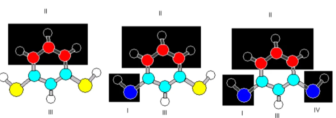 Abbildung 2.8: Beispiel für ein Inkrementenschema des Moleküls m-Dithiolbenzol.