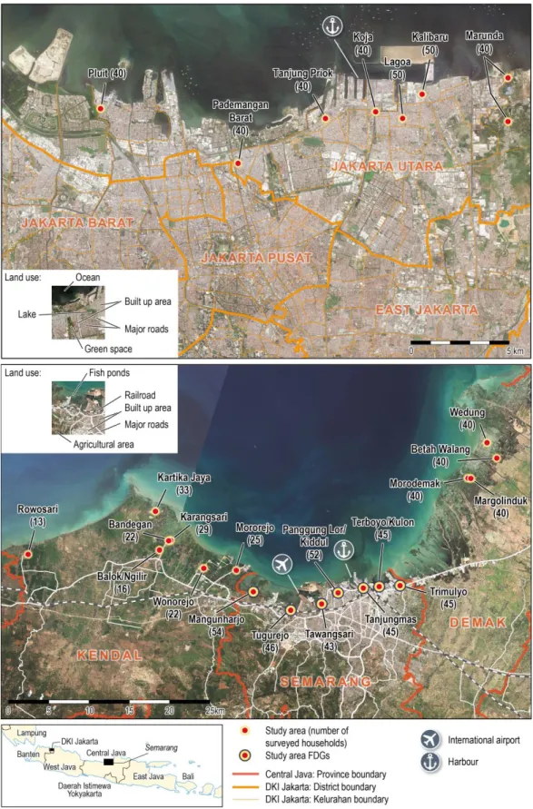 Figure 2: Study areas and land-use patterns 