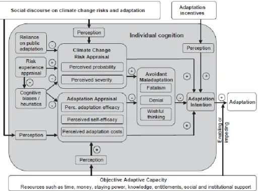 Figure 3-3: Process model of private proactive adaptation to climate change (MPPACC)  (Source: Grothmann and Patt 2005) 