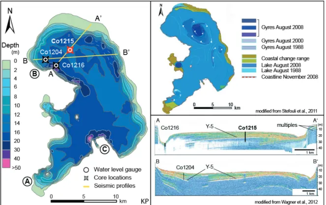 Figure 1.8: Simplified bathymetry of Lake Prespa (based on unpublished data from Andrinopoulos A