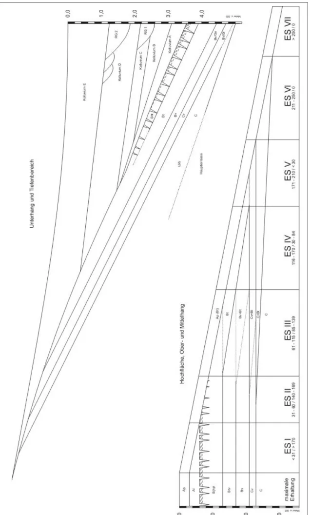 Abb. 6: Schematische Abfolge der Erosionsstadien (ES) der Parabraunerde in der Altdorfer Delle