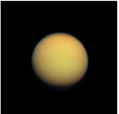 Figure 1.1: Natural color view on Titan from a distance of 191000 km. The picture was taken by Cassini’s Imaging Science Subsystem (ISS) on 30 January, 2012