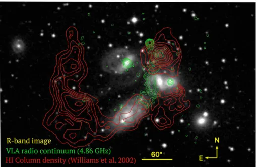 Figure 3.4: The green contours show the 4.86 GHz (6.17 cm) VLA radio continuum as presented by Xu et al