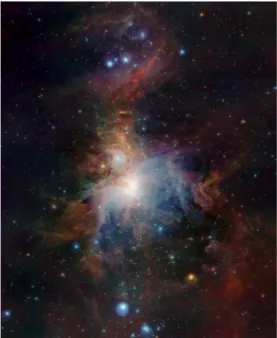 Figure 2: Observation in the infrared wavelength regime of the Orion A  molecu-lar cloud, the closest site of active massive star formation in the Galaxy