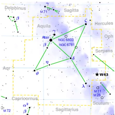 Fig. 1.2: Position of W43 in the Aquila constellation. Credits of image: Wikipedia.org.