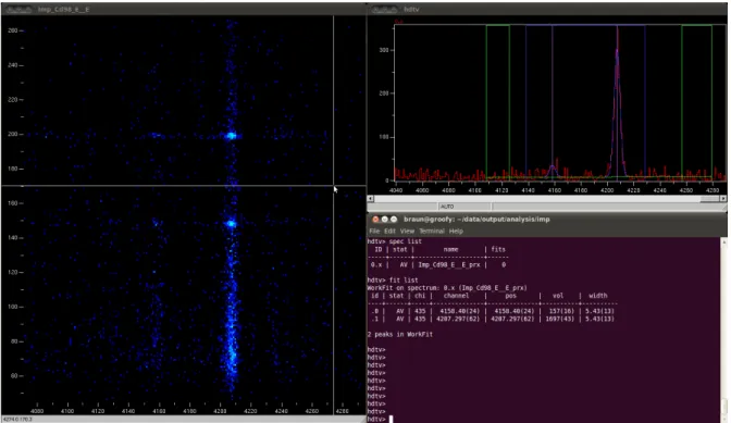 Figure 3.7: Screenshot showing HDTV being used for analysis of γγ correlation data.