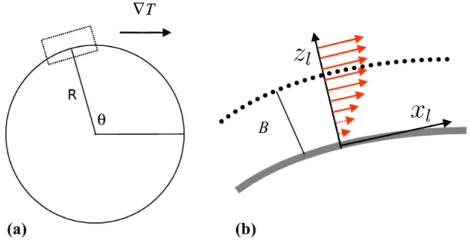 Figure 3.1: Local coordinate system attached to the colloidal surface. Taken from [42].