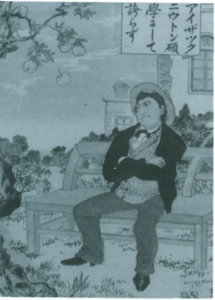 Abbildung 4: Isaac Newton und der fallende Apfel; japanische Darstellung aus dem 19-ten Jahrhundert