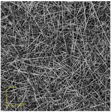 Fig. 2. Microscopic image of CA-Py-1 nanofibers on ITO with 30 min electrospinning time  (c(Py-1) = 2 mg/mL)