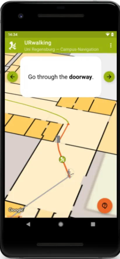 Figure 1. User interface of the app during navigation.