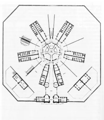 Abbildung 2.1: Musterplanung eines Gefängnisses für 200 Häftlinge. Thomas Bullar, um 1820