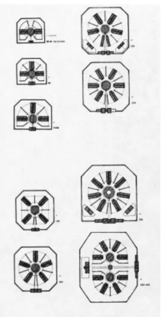 Abbildung 2.2: Musterbeispiele radialer Grundrisse für Gefängnisse unterschiedlicher Größe, bzw.