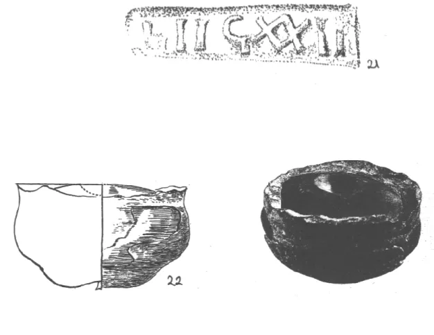 Abb. 22 Ziegelstempel, Teil einer Töpferscheibe M 1:1. 