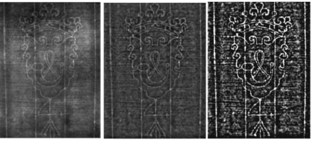 Abbildung 11. Darstellung des Wasserzeichens aus Abb. 2 mit einigen Bildbearbeitungsschritten.