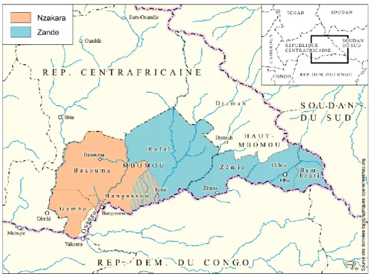 Figure 2 : Aire linguistique du zandé en République Centrafricaine 