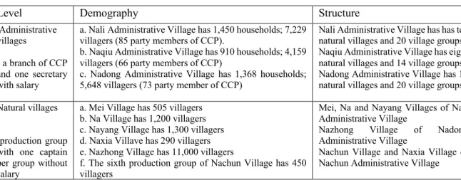Table 3: Levels of Rural Power Structure and the Related Population 