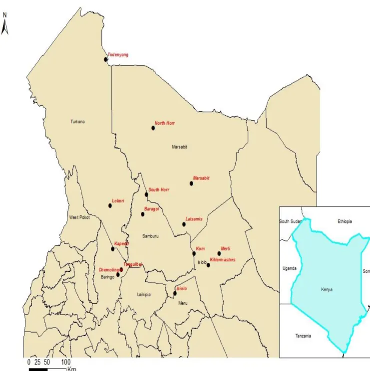 Figure 7: Map of Northern Kenya Showing Areas Where Massacres Have Occurred in Recent Years