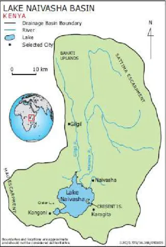 Figure 3: Lake Naivasha Basin (source: ILEC 2005) 