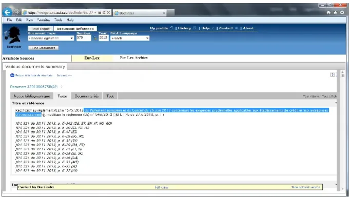 Figure 15: Interinstitutional document search with DocFinder. 