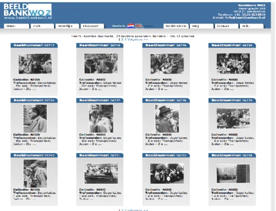 Abb. 2: Fotos der Deportation von Juden aus Amsterdam am 20. Juni 1943 auf einer Seite  der digitalen Bilddatenbank Zweiter Weltkrieg des NIOD