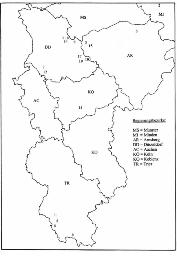Abb. 1: Freiwillige Feuerwehrgründungen in der Rheinprovinz und in Westfalen 1860-1864 (chronologisch)