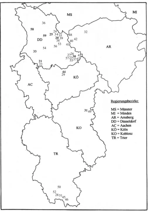 Abb. 2: Freiwillige Feuerwehrgründungen in der Rheinprovinz und in Westfalen 1865-1869 (chronologisch)