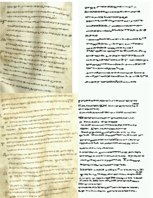 Figure 4. Results of the dewarping algorithm on 2 folia of the Psalter of Demetrius (Cod