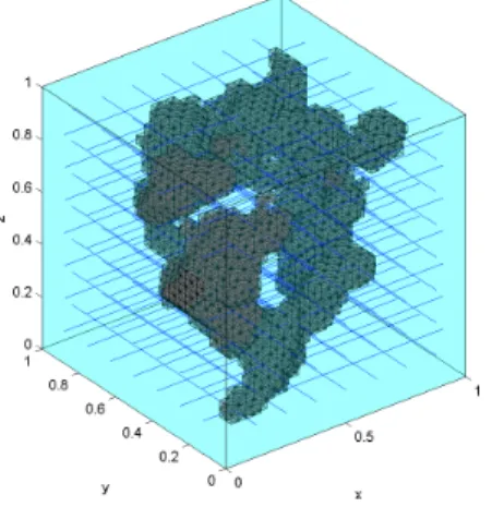 Fig. 13. Coefficient distribution on a representative volume element (RVE) of a dual-phase steel in the unit cube