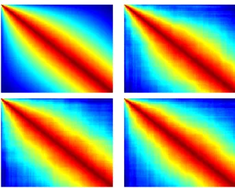 Figure 4.2 True pseudo-correlation matrix (upper left) and spectral estimator of samples drawn from a multivariate t-distribution with ν = ∞ (i.e
