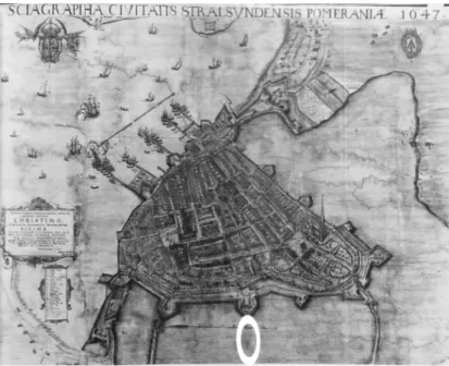Fig. 3.4. “Sciagrapiha civitatis Stralsundensis Pomerania 1647”, a map of the Hanseatic city of  Stralsund