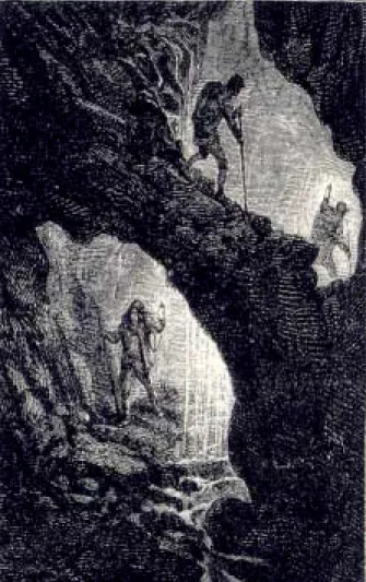 Illustration zu Jules Vernes “Reise zum  Mittelpunkt der Erde” um 1890