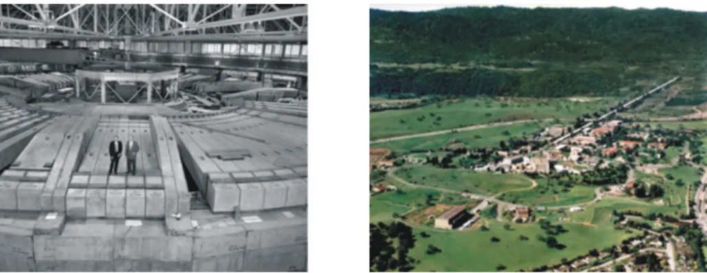 Figure 3: Left – the Bevatron, a proton synchrotron constructed in 1954, with E. McMillan and E.