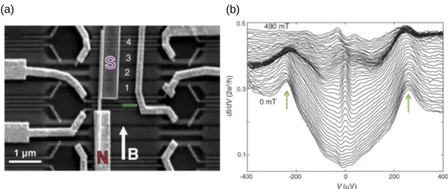 Figure 1: (a) The experimental setup where an InSb nanowire is connected by normal and super- super-conducting contacts