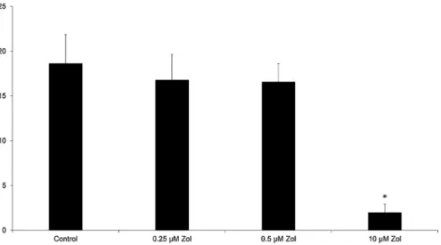 Fig. 7. Gene expression with RT-qPCR: 0.25 μM as the smallest eﬀective concentration of denosumab increase the amount of 3 key enzymes of the osteogenic di ﬀ erentiation ALP, COL1 and RUNX2