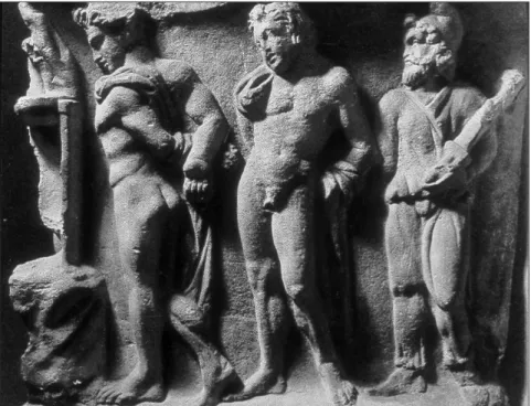 Abbildung 10: Madrid, Museo Arqueológico Nacional, rechte Schmalseite des   Orestes-Sarkophag: Gefangennahme Orests’ und Pylades’.