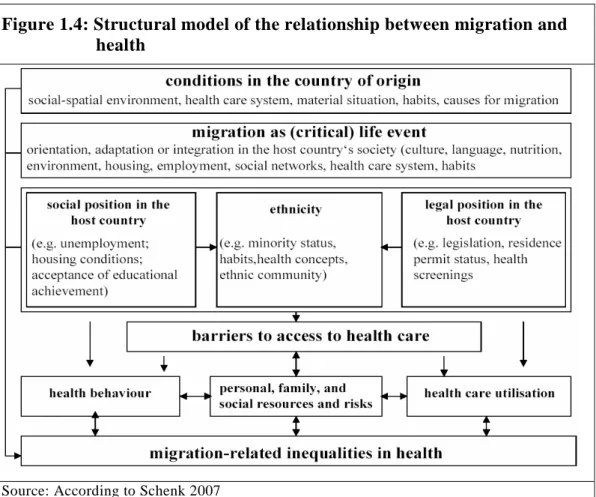 Figure 1.4: Structural model of the relationship between migration and  health  