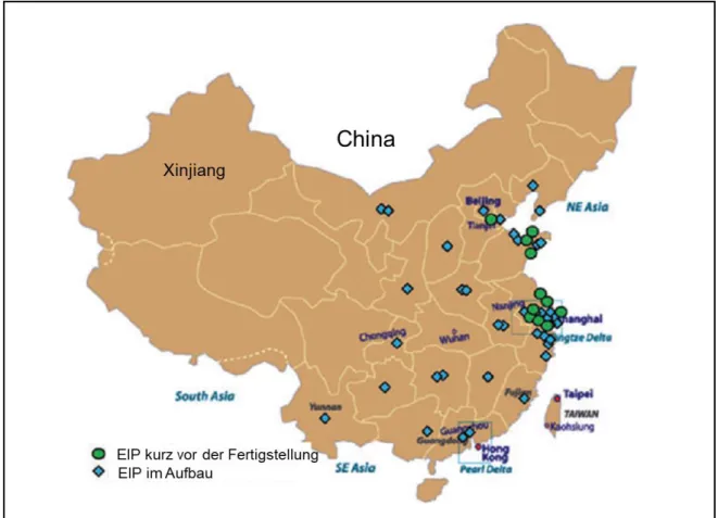Abbildung 10: Die geographische Lage der Eco-Industrial Parks in China. 