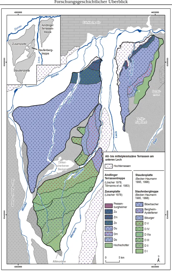 Abb.  3:  Die  alt-  bis  mittelpleistozäne  Terrassenstratigraphie  in  der  Umgebung  des  Untersuchungsgebietes.