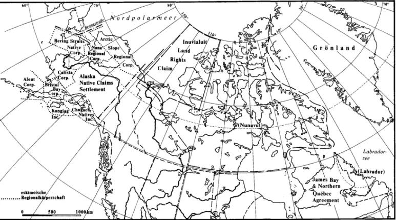 Abb. 3: Im Zusammenhang mit eskimoi- eskimoi-schen Land-Besitzansprüchen bereits  ab-geschlossene bzw