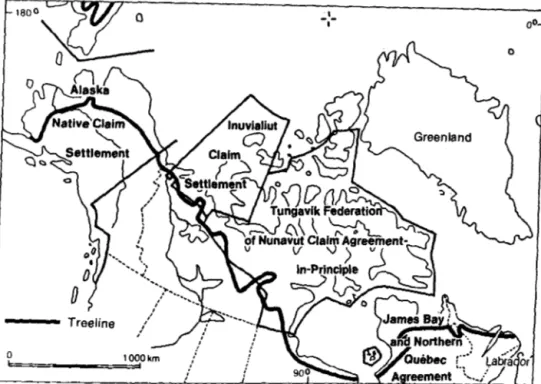 Fig.  ZO.  Areas affected by the land claims settlements signed so far. 