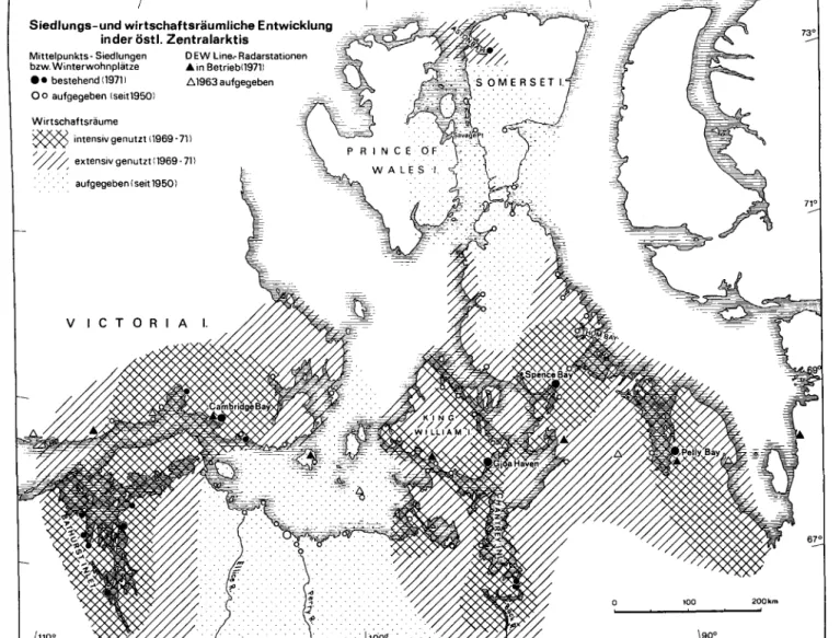 Fig_  3.  Siedlungs- und wirtschaftsräumliche Entwicklung in der östlichen Zentralarktis seit 1950
