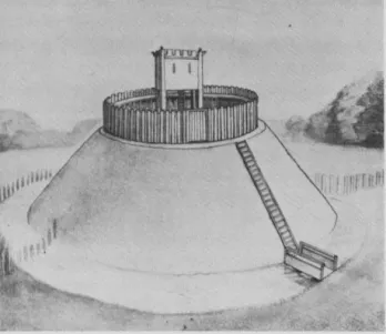 Fig.  7.  Motte  Abinger,  England.  Rekonstruktion.  Efler  Hope-Taylor  1952  Plate  Vill