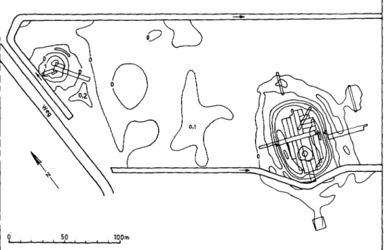 Abb.  3:  Kleiner  und  Großer  Sehlichtenberg.  Obersichfsplan  mit  Grabungsflächen