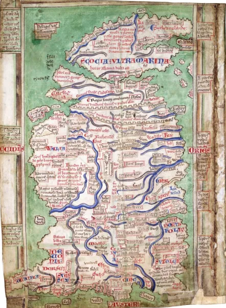 Abb. 8: Matthaeus Parisiensis, Britannia-Karte. 