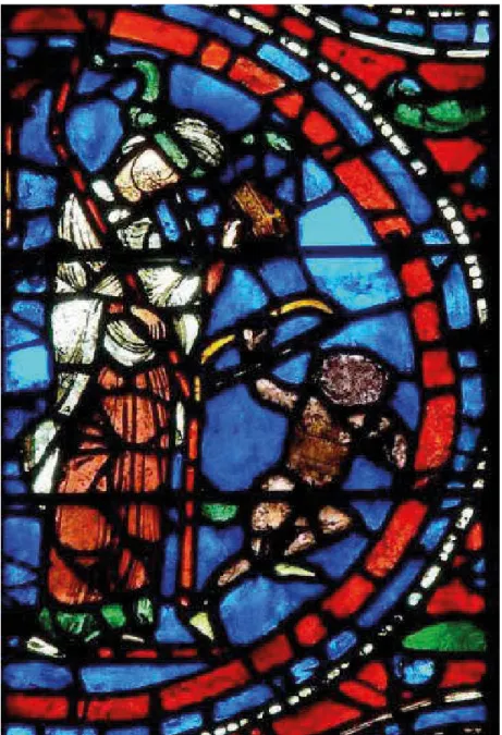 Abb. 10: Chartres, Kathedrale, Detail mit der Synagoge aus dem Kreuzigungs- Kreuzigungs-fenster