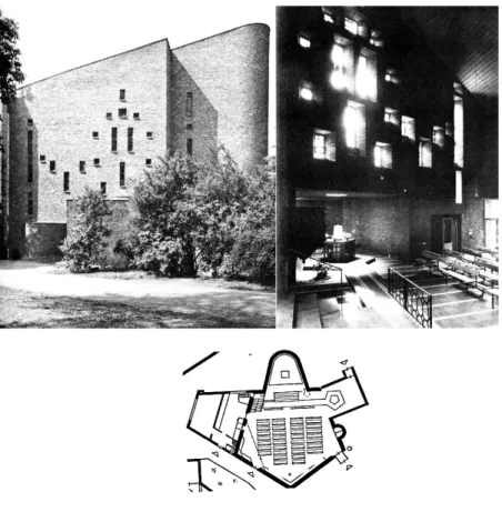 Abb. 6: Köln, St. Alban. Ansicht, Inneres, Grundriss (nach Schnell 1973).