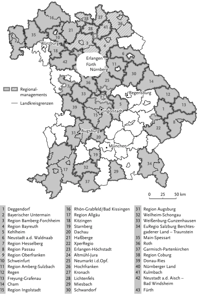 Abb. 2:  Regionalmanagement-Initiativen in Bayern 